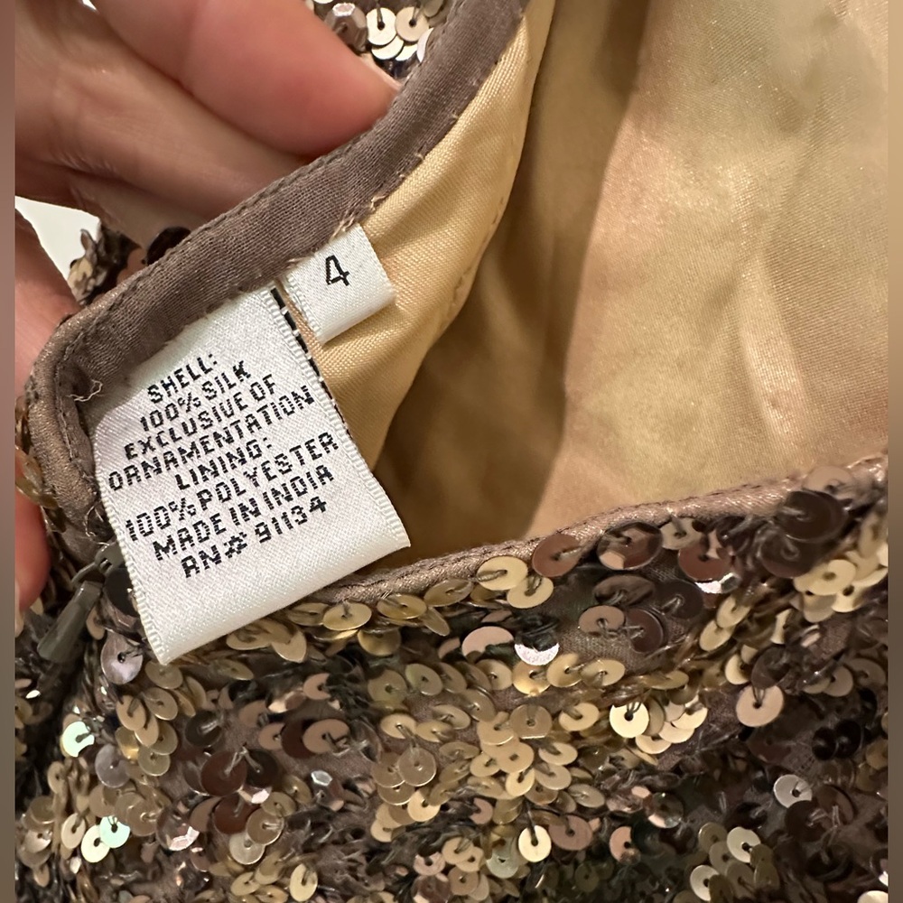 SCALA Gold Sequin Spaghetti Strap Mini Dress - Picture 4 of 5